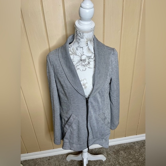 Cabi Knit Cardigan Zip Sweater Zip Accent Back Grey Black Size Small - Picture 4 of 6